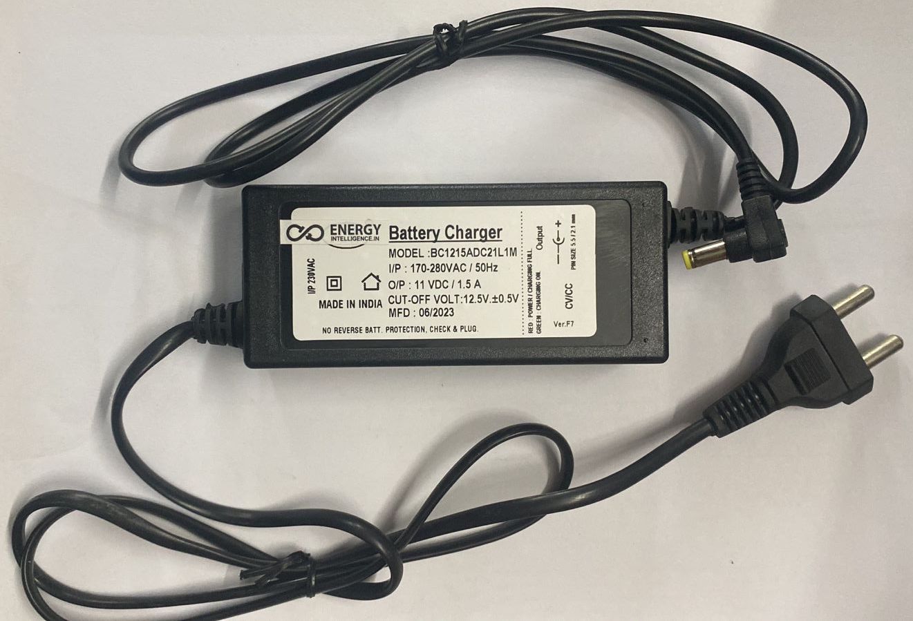 Charger for Li-Ion 3S Battery. Shown with 2 pion AC plug and 5.5mm x 2.2mm DC plug
