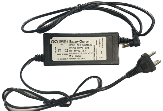 Charger for Li-Ion 3S Battery. Shown with 2 pion AC plug and 5.5mm x 2.2mm DC plug