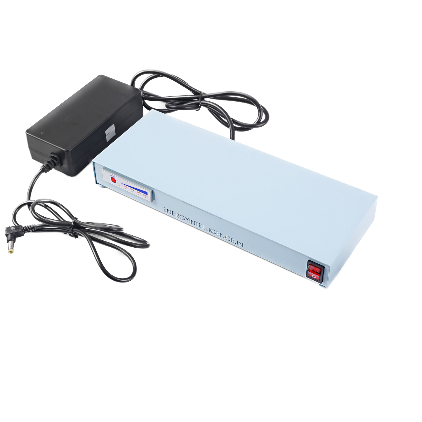 Energy Intelligence PoE UPS shown with provided CC/CV charger