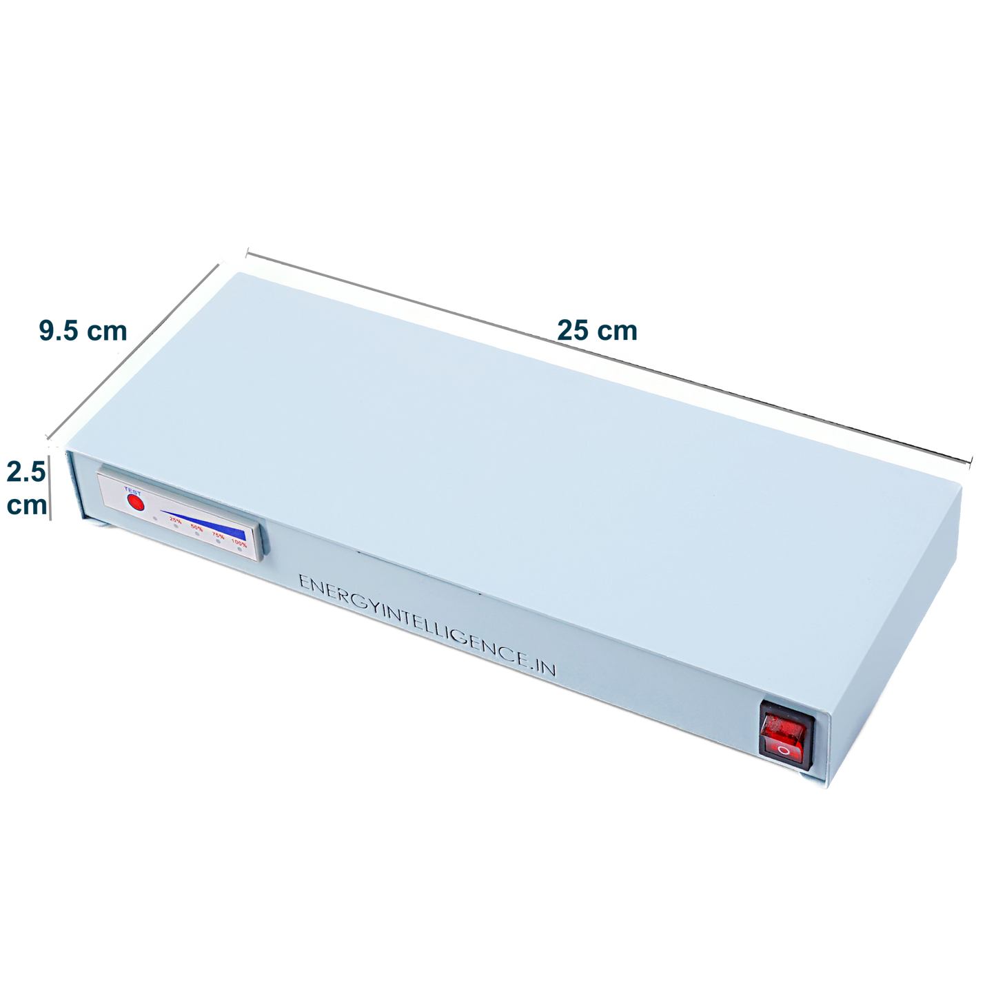 Front view with dsimensions of the Energy Intelligence PoE UPS