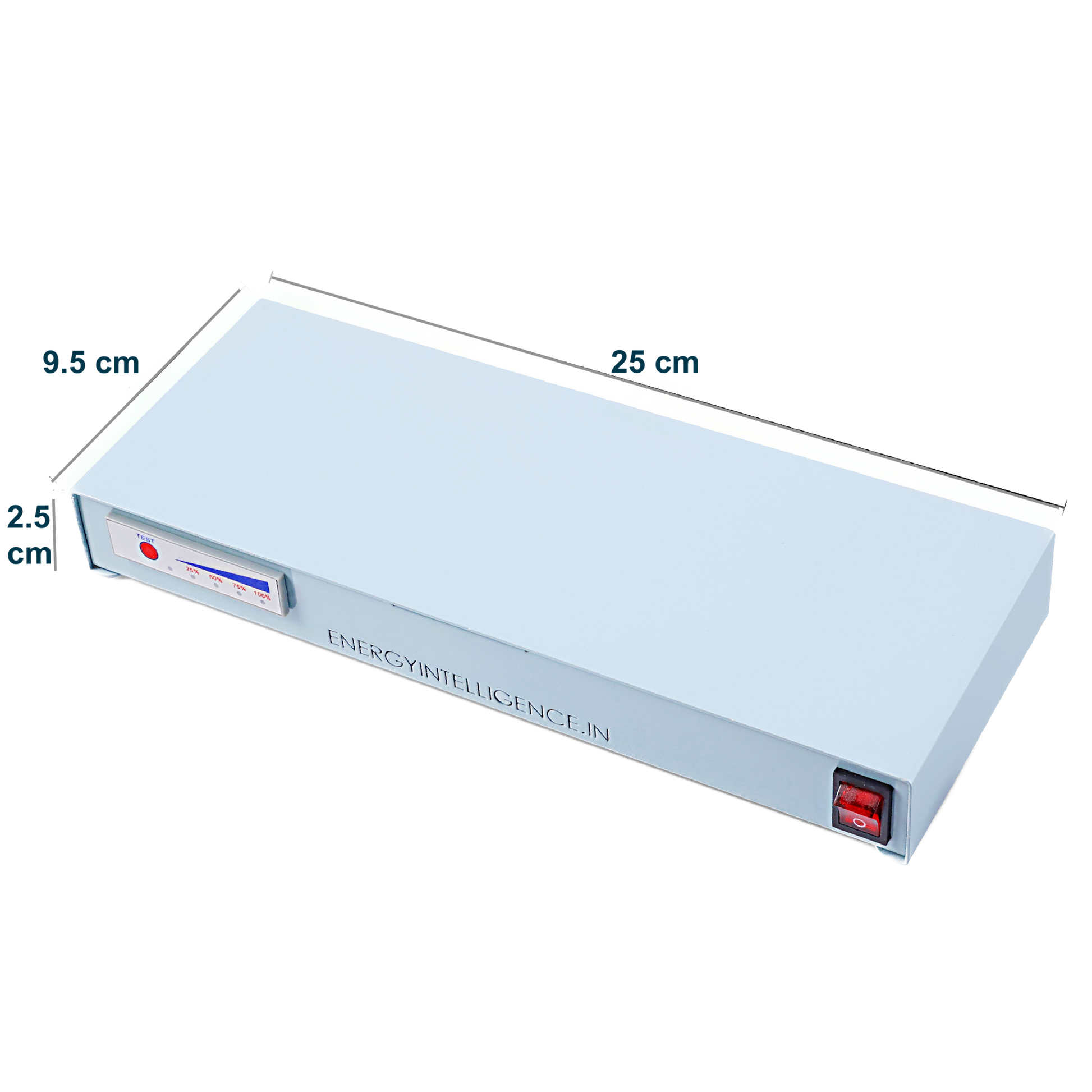Front view with dsimensions of the Energy Intelligence PoE UPS
