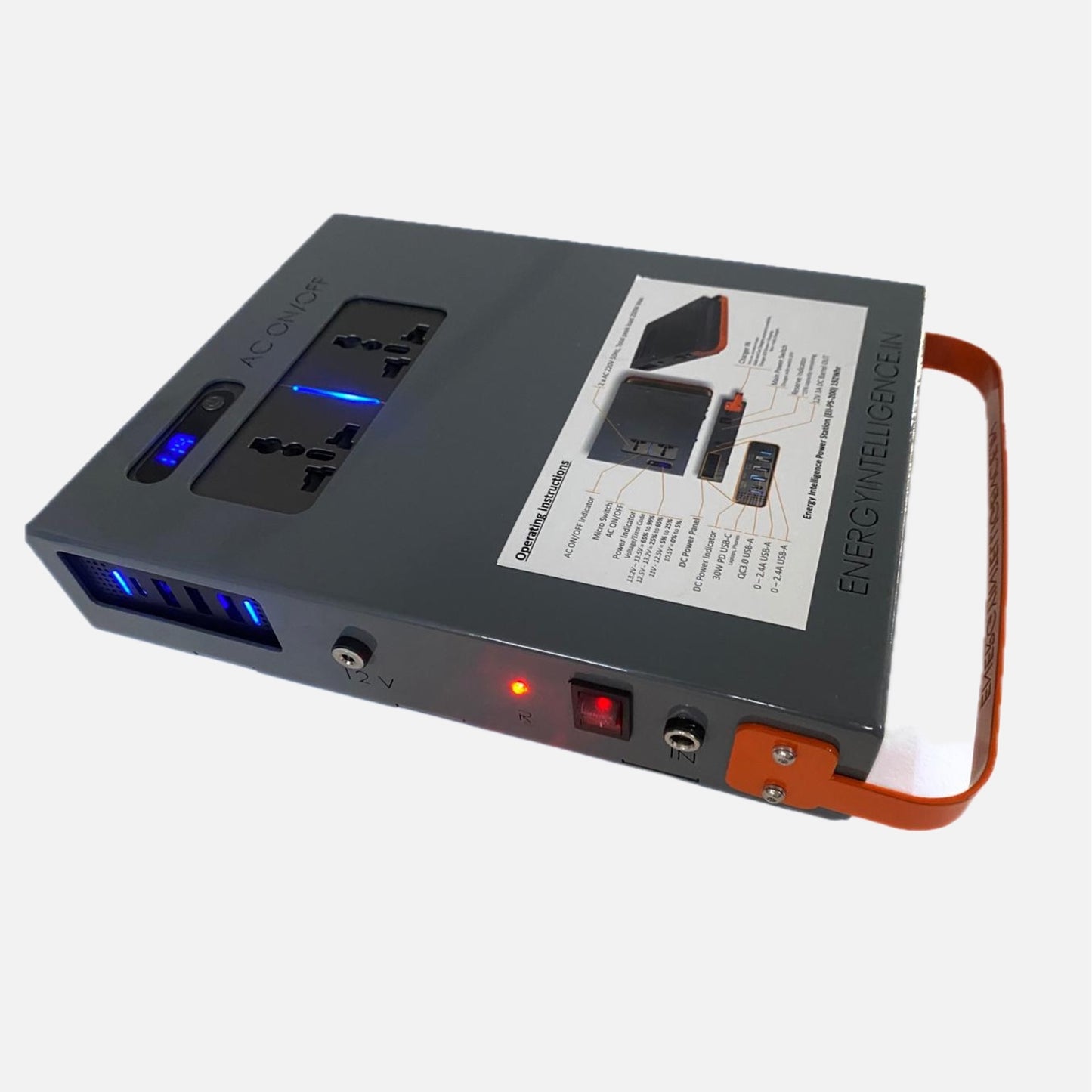 Power Station - up to 192Whr / 200W / 2 x AC out / 2 x USB-A/USB-C/ Un-Interrupted Power / Current Surge, Deep Discharge Protection