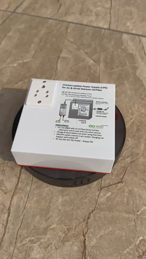 Video of JIo and Airtel Airfiber UPS on a turntable to get a 3 dimensional perspective of all connections and features.
