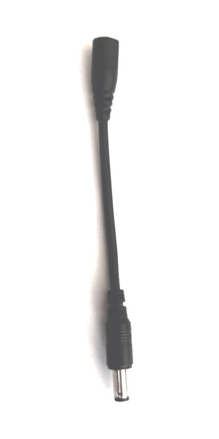 DC barrell converter cable with a 3.5mm female connector leading to 5.5mm male DC barrel adapter