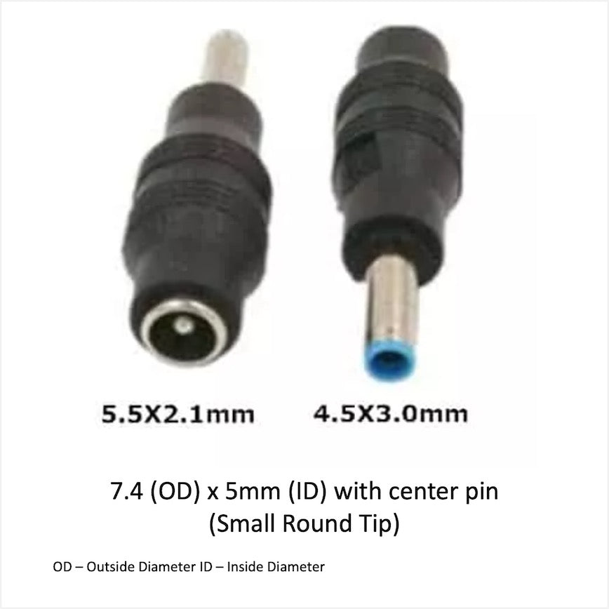 5.5x2.1 mm to Barrel/Square Converter Pin for Multiple Laptop Makes/Models
