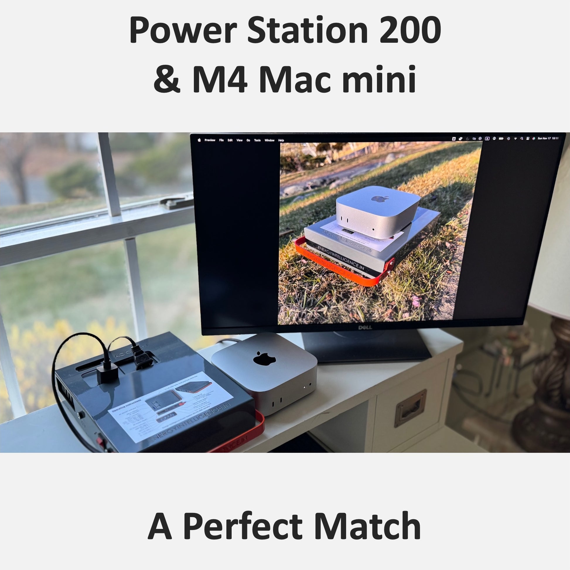 Mac mini M4 and Energy Intelligence Shakti Power Station 200. With uninterrupted power from the Power Station - a Perfect Pairing. For home or for office,