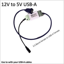 Load image into Gallery viewer, Image showing use cable converter of 12V to 5V USB-A
