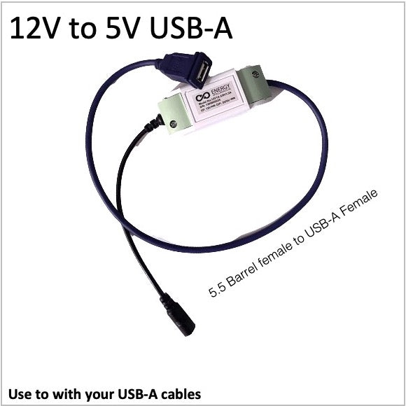 Image showing use cable converter of 12V to 5V USB-A