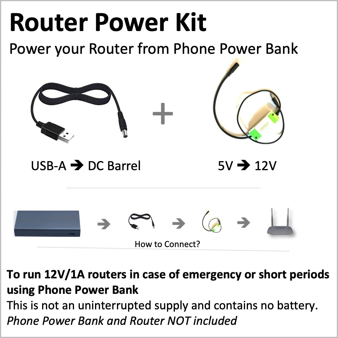 Router Power Kit - Run your Router from phone power bank