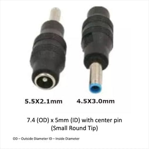 Front and back images of 5.5mmx2.1mm to 4.5mmx3.0mm connector