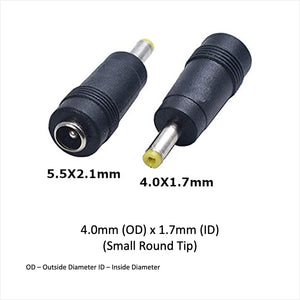 Front and back images of 5.5mmx2.1mm to 4.0mmx1.7mm connector