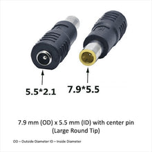 Load image into Gallery viewer, Front and back images of 5.5mmx2.1mm to 7.9mmx5.5mm connector
