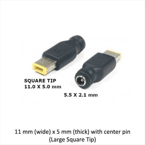 Front and back images of 5.5mmx2.1mm to Square Tip 11.0mmx5.0mm connector